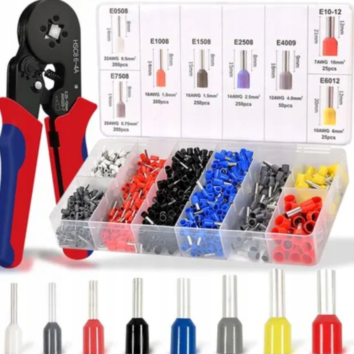 ZACISKARKA PRASKA DO KONEKTORÓW TULEJEK KABLI PRZEWODÓW 1200 SZTUK TULEJEK