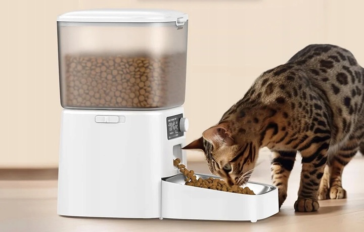 Oneisall Automatyczny Dozownik Miska Karmy Dla Psa Kota Biały 1.2 Podajnik