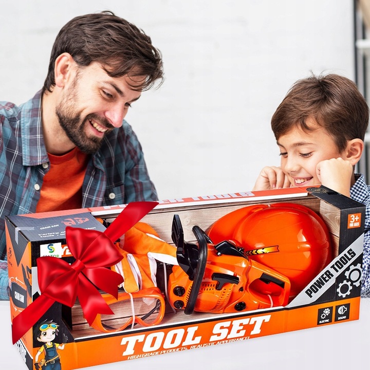 Piła Spalinowa Motorowa Dla Dzieci na Baterie + KASK RĘKAWICE OKULARY