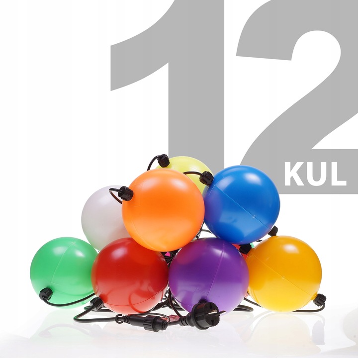 LAMPKI CHOINKOWE LED-12 DUŻE KULE ZEWNĘTRZNE MIX