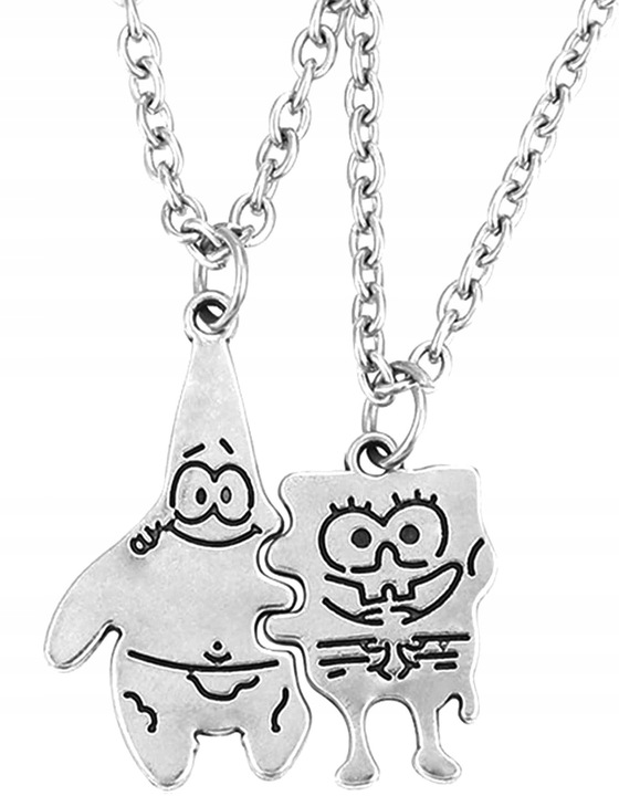 Naszyjniki Srebrny dla Przyjaciół Przyjaciółek BEST FRIENDS SpongeBob