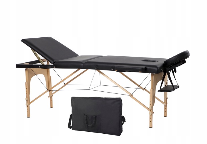 Stół Łóżko Masażu Składany Przenośny Drewniany 3- Segmentowy Leżanka