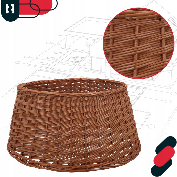 OSŁONA WIKLINOWA NA STOJAK POD CHOINKĘ BOHO KOSZ STOJAKA NATURALNY FI 55 CM