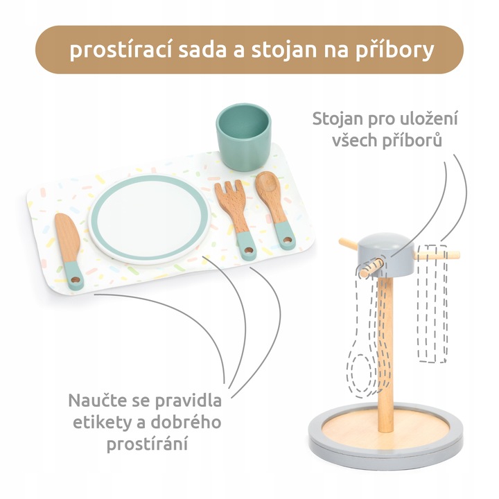 UMU Zestaw naczyń drewnianych dla dzieci 28 szt.
