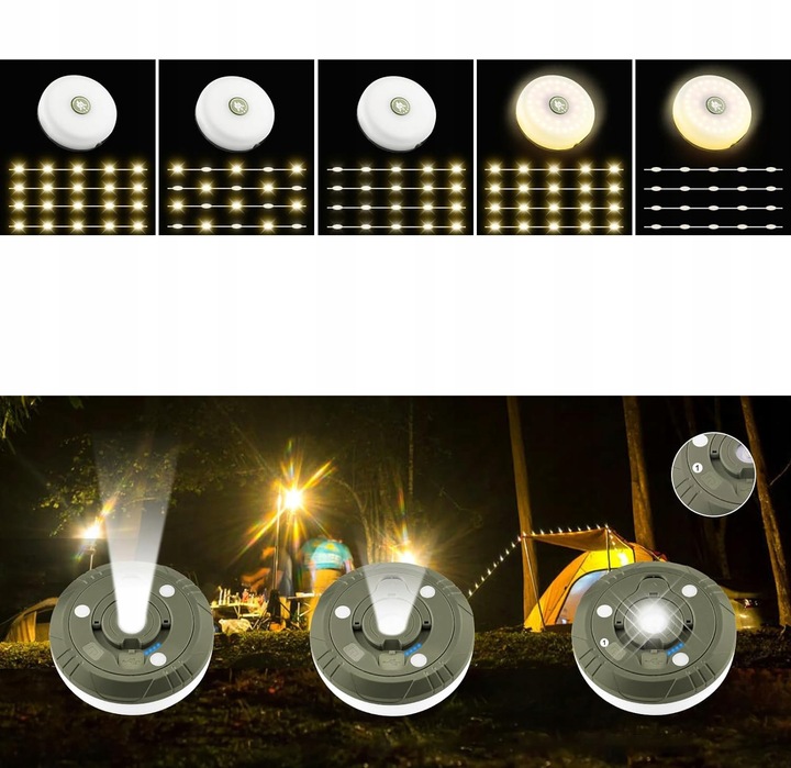 LAMPKA KEMPINGOWA DO NAMIOTU ZEWNĘTRZNEGO, BAJKOWA LAMPKA LED USB 1800MAH