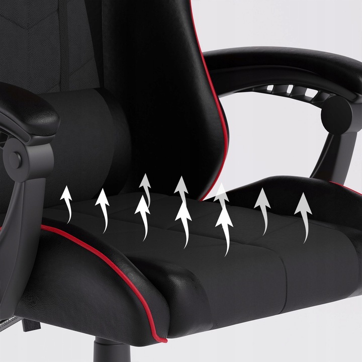 FOTEL GAMINGOWY CYBER CHAIRS SELECT RED - CZARNY - BIUROWY