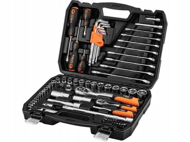 NEO Klucze nasadowe 1/4' 1/2' zestaw 100 szt. 10-206 TORX NASADKI WALIZKA