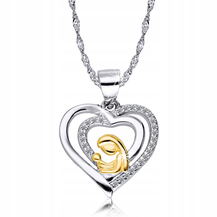 Srebrny Łańcuszek 925 Medalik Matka Chrzest Komunia Grawer