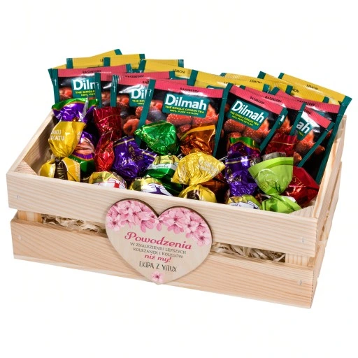 Kosz prezentowy PREZENT na URODZINY 30 40 50 odejście z PRACY Ślub Dilmah