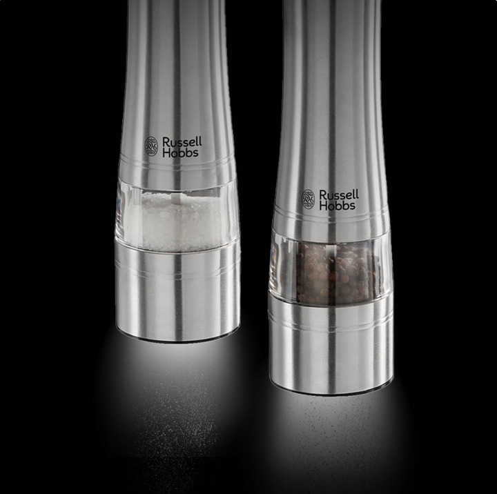 MŁYNEK DO SOLI I PIEPRZU RUSSELL HOBBS W ZESTAWIE 2 SZTUKI Z REGULACJĄ MOC