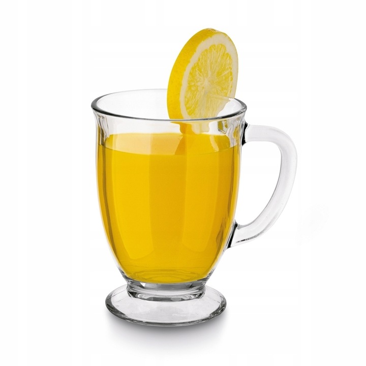 Zestaw kubków 6x DUŻY KUBEK SZKLANY do herbaty 450ml Z UCHEM do zmywarki