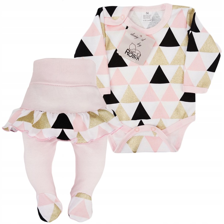 Komplet body półśpiochy z falbanką r.86 trójkąty