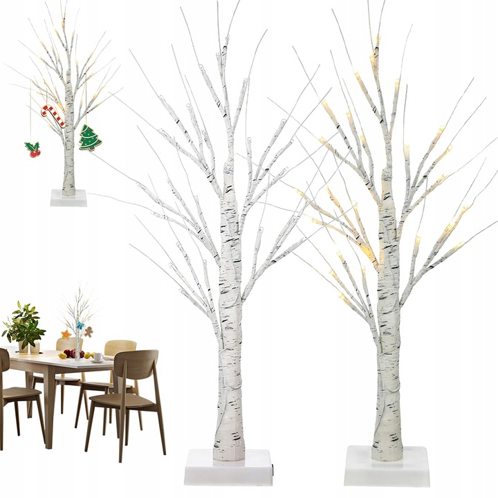 ZESTAW 2 BRZOZOWYCH DEKORACJI LED UNIWERSALNA OZDOBA NA KAŻDĄ PORĘ ROKU