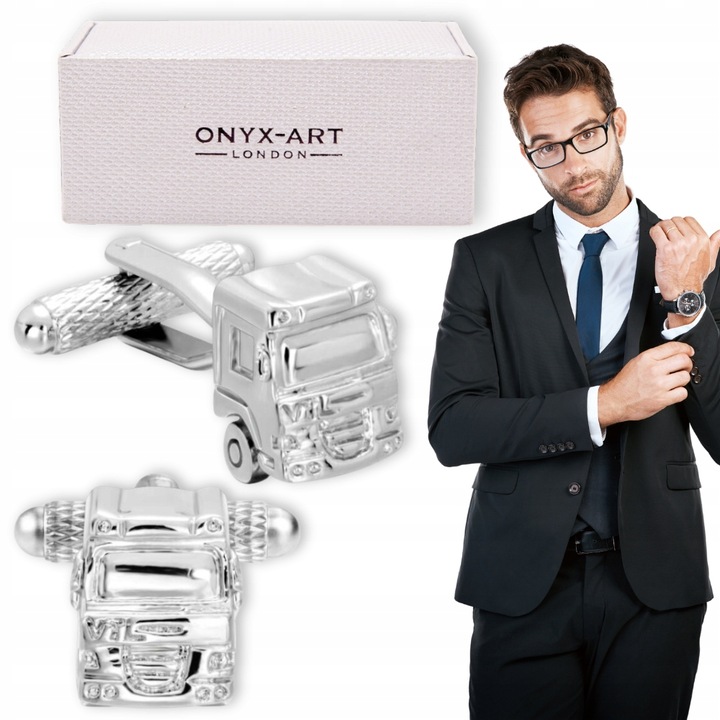 Spinki do mankietów Ciężarówka Truck Onyx Art