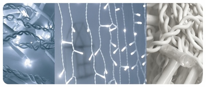 LAMPKI ŚWIĄTECZNE SOPLE Girlanda Świetlna Kurtyna 500 LED Zimny biały