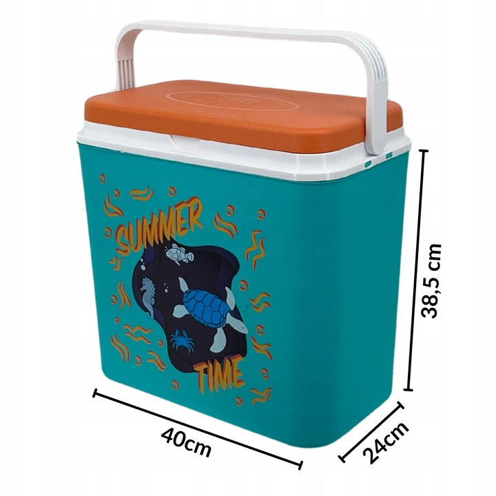 Przenośna LODÓWKA TURYSTYCZNA 24L na Wkłady Mrożące, SOLIDNY uchwyt