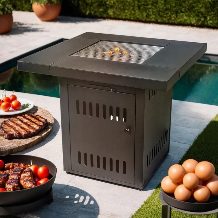 Grill Palenisko Węglowe Do Ogrodu Stół Ultranatura Ambiente Cube Czarny