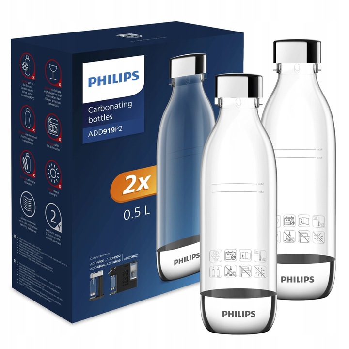 Dwie butelki do saturatora Philips ADD919P2 0,5 l butelki do gazowania wody