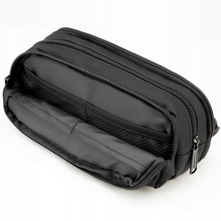 Piórnik szkolny duży trzykomorowy saszetka do szkoły czarny pojemny ZAGATTO