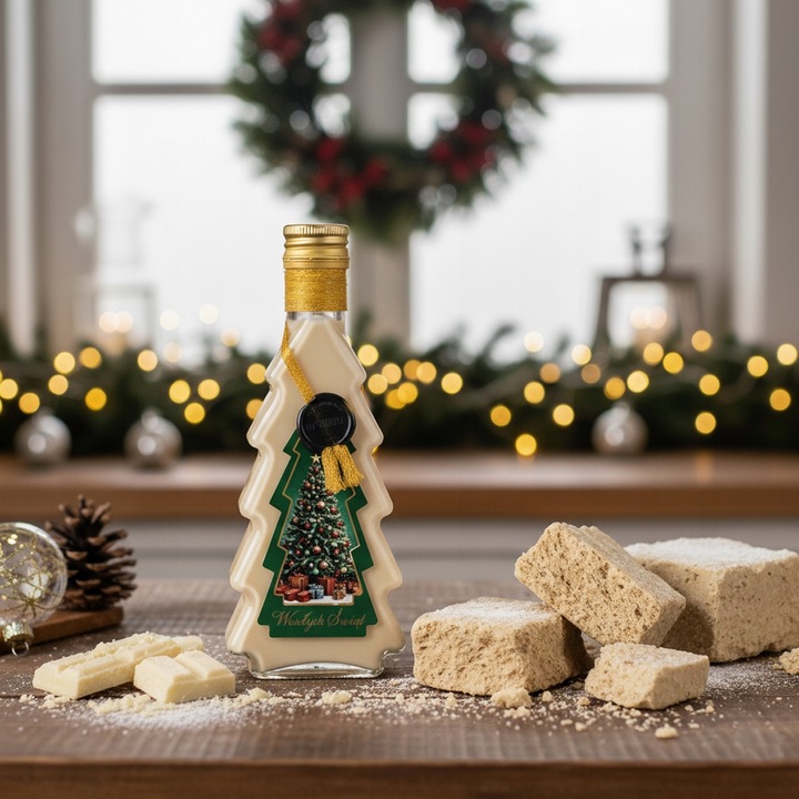 5x Butelki CHOINKA 250ml ZDOBIONA ŚWIĄTECZNA butelki na święta prezent