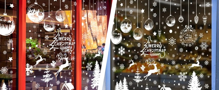 Naklejki Świąteczne na Okna SZYBĘ Duży Zestaw Naklejek Świątecznych 196szt