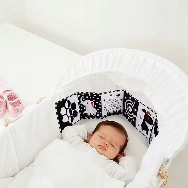 Czarno-biała, kontrastowa, miękka książka dla dzieci w wieku 0-12 miesięcy,