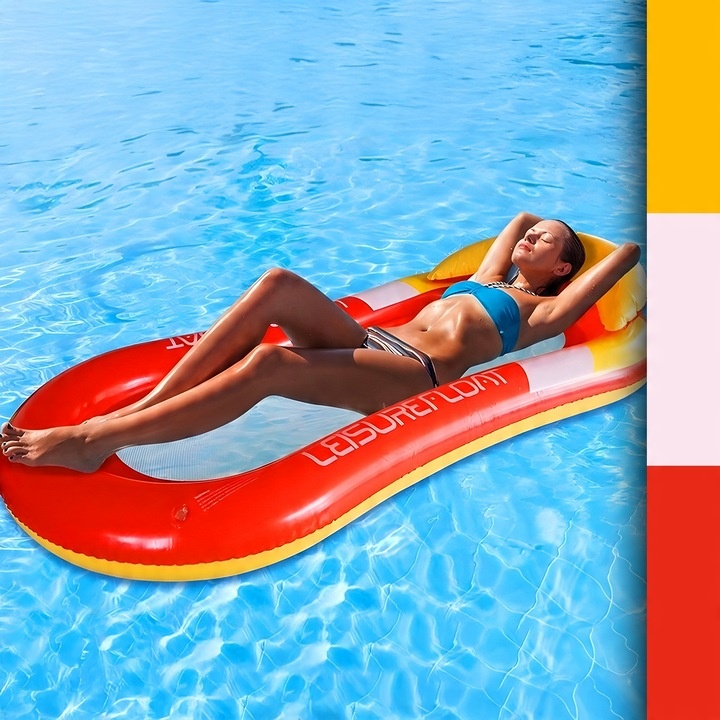 MATERAC DMUCHANY Z SIATKĄ DO PŁYWANIA LEŻAK PLAŻOWY NA BASEN HAMAK WODNY