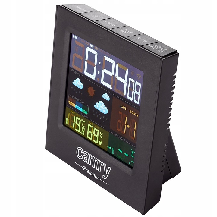 STACJA POGODOWA POGODY BEZPRZEWODOWA TERMOMETR HIGROMET CZUJNIK ZEGAR DATA