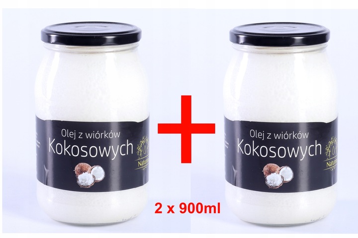 OLEJ KOKOSOWY ZIMNOTŁOCZONY w POLSCE 2x 900ml ZDROWA SKÓRA, WŁOSY