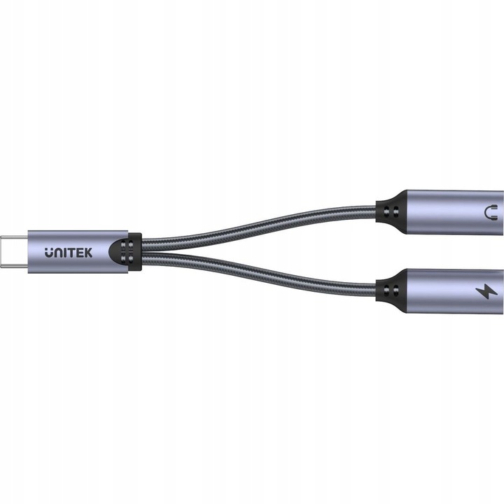Adapter, przejściówka Unitek, USB-C na 1x port USB-C audio, 1x USB-C 18W PD