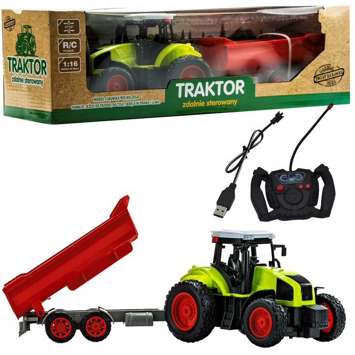ZDALNIE STEROWANY TRAKTOR Z WYWROTKĄ ZABAWKA DLA DZIECI PREZENT AKUMULATOR