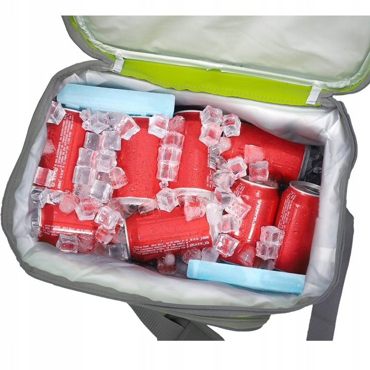 Torba termiczna turystyczna piknik zielona 30 l + 2x wkłady DUŻY ZESTAW