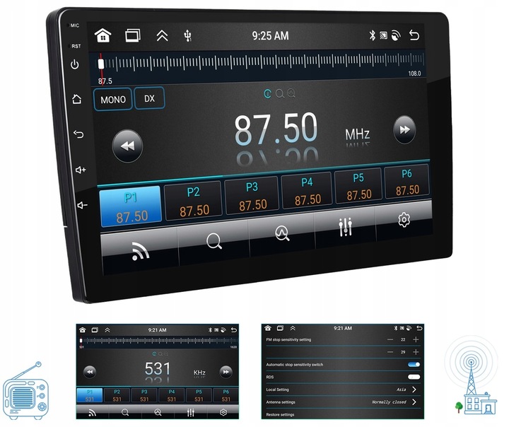 RADIO SAMOCHODOWE 2 DIN 4GB/64GB ANDROID AUTO CARPLAY ANDROID 13 RDSDSP 10"