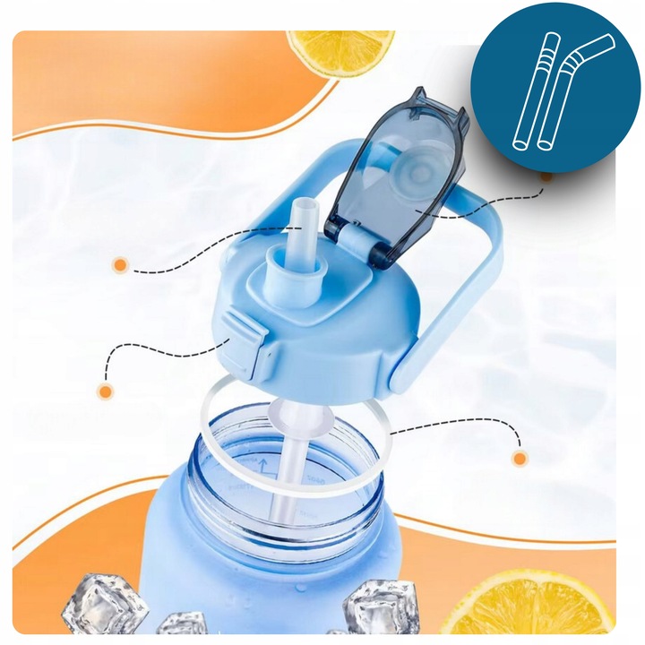 BIDON BUTELKA na WODĘ MOTYWACYJNA Zestaw 3 SZT. SHAKER FITNES 2L 0,7L 0,3L