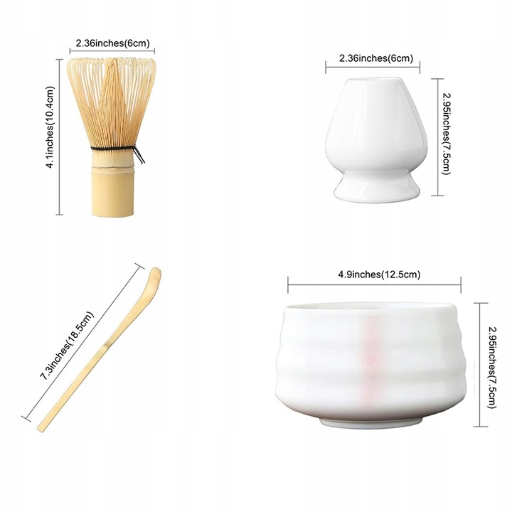 Zestaw prezentowy do herbaty matcha czarka miotełka podstawka łyżeczka