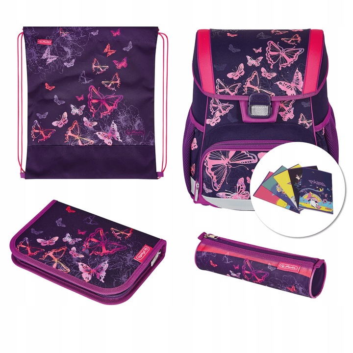 Zestaw tornister LOOP PLUS BUTTERFLIES + 5 ZESZYTÓW