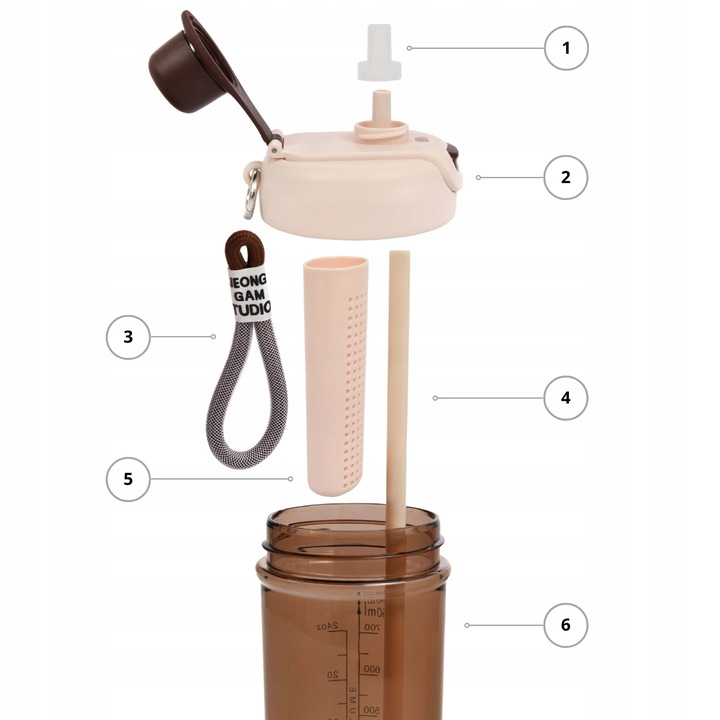 Butelka na wodę z sitkiem słomką bidon BPA free Majestic Sport 950 ml