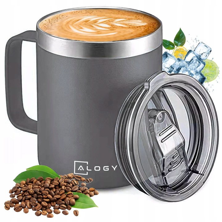KUBEK TERMICZNY TERMOS GORĄCE NAPOJE DO KAWA HERBATA SZCZELNY ALOGY 420ml