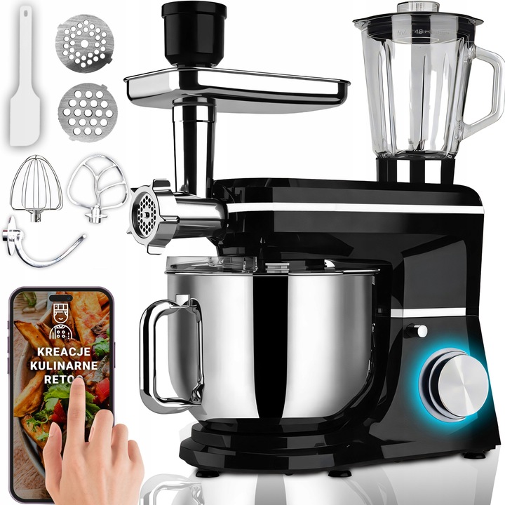 ROBOT KUCHENNY PLANETARNY Z MISĄ BLENDER MASZYNKA DO MIĘSA MIKSER 5w1 3200W