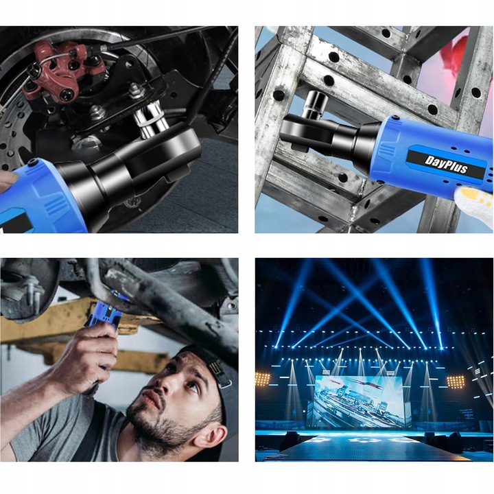 Elektryczny Klucz Akumulatorowa Udarowy Grzechotką 3/8'' 2 AKU & 7 Gniazda