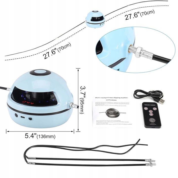 SKAKANKA AUTOMATYCZNA INTELIGENTNA BLUETOOTH REGULOWANA 10 PRĘDKOŚC TRENING