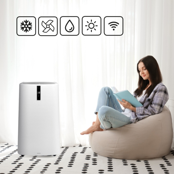 Klimatyzator przenośny ENVA 3,5 kW 4w1 WiFi osuszacz 56l/24h pompa ciepła