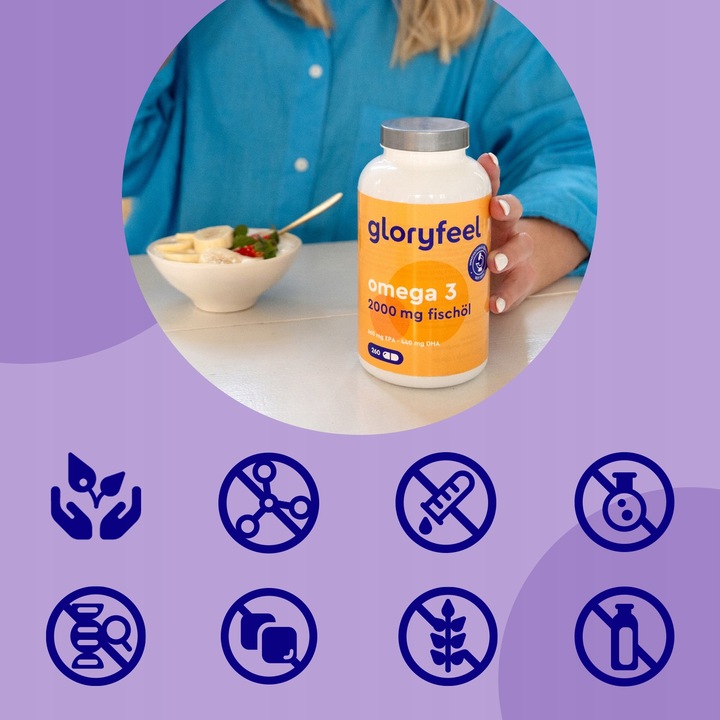 OMEGA 3 DHA EPA W WYSOKICH DAWKACH 2000mg na 260 kapsułek gloryfeel