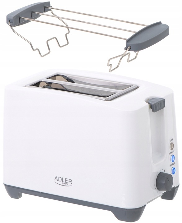 Toster Adler AD 3216 biały 1000 W lampka ruszt