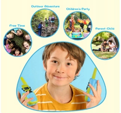 WALKIE TALKIE DLA DZIECI KRÓTKOFALÓWKA 2 SZTUKI ZASIĘG 3KM LATARKA ŻÓŁTE