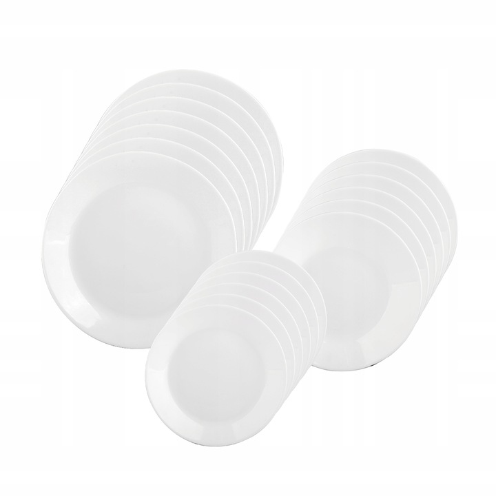 SERWIS OBIADOWY BIAŁE SZKŁO ZESTAW TALERZY BIAŁY NA 6 OSÓB WZÓR SONIA