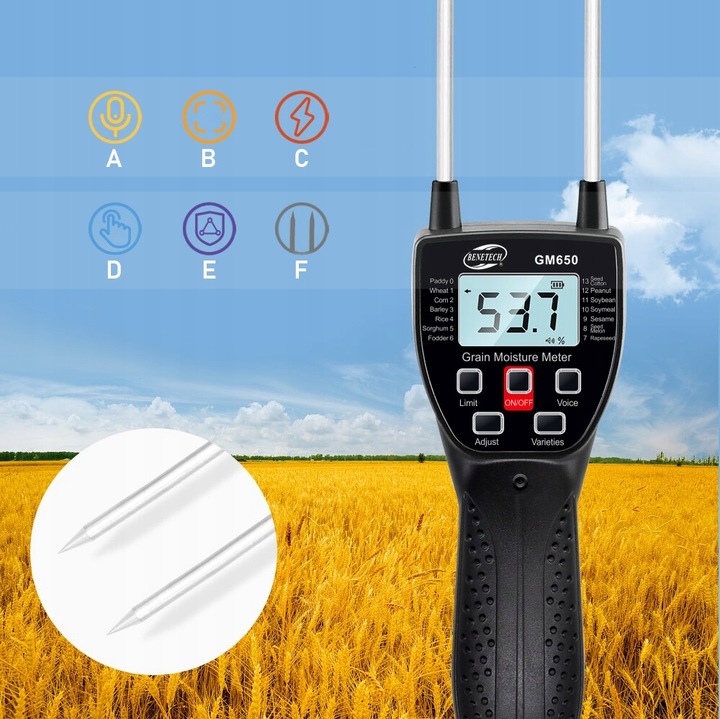 WILGOTNOŚCIOMIERZ PRECYZYJNY MIERNIK WILGOTNOŚCI ZIARNA I ZBOŻA LCD BATERIE