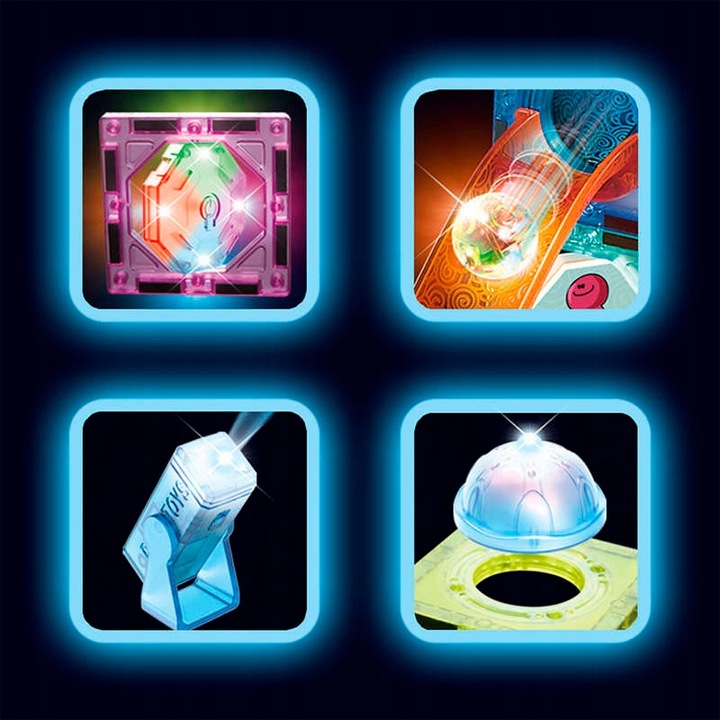 Klocki Magnetyczne Święcący Tor Kulkowy 110 Elementów Kulodrom Zestaw