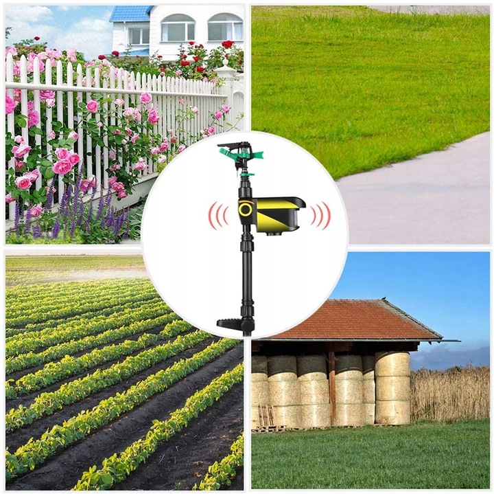 WODNY ODSTRASZACZ ZWIERZĄT KOTY PSY PTAKI KUNY Podczerwień OBRÓT 360° SOLAR