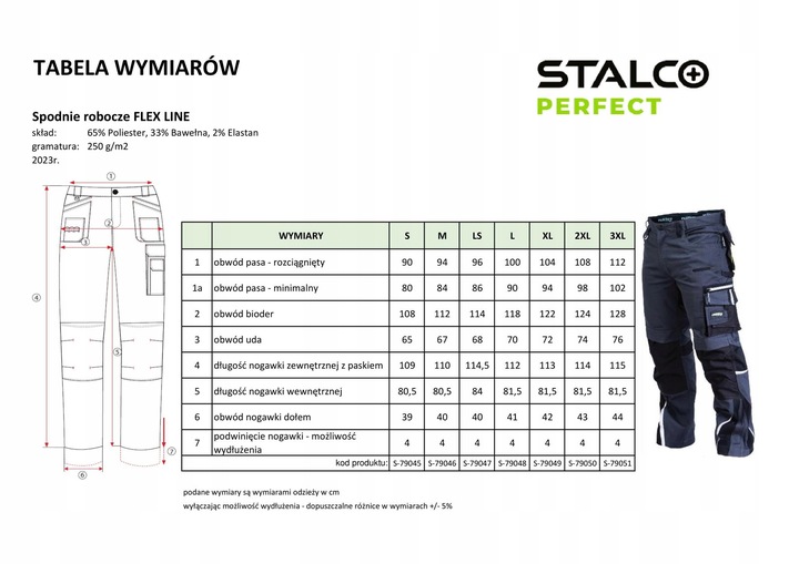 Spodnie robocze PROFESSIONAL FLEX LINE r. L